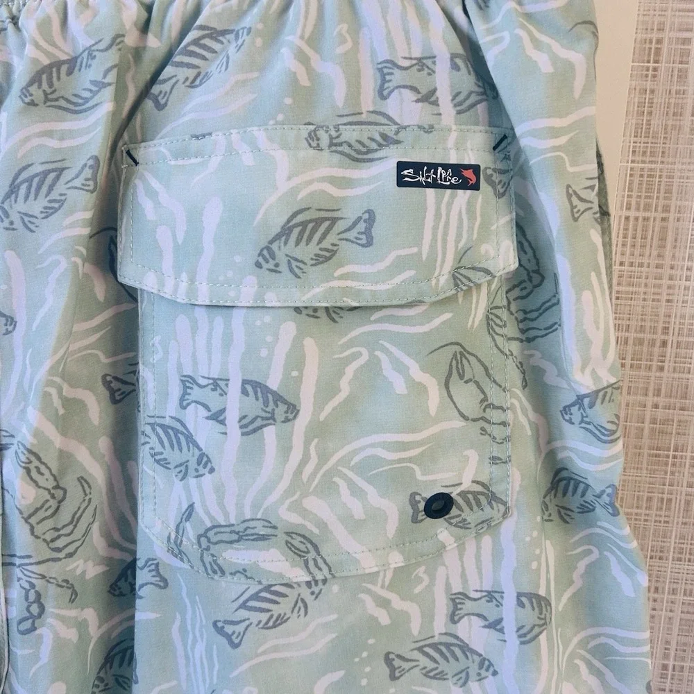 Swimsuit Salt Life Men's 2XL Swim‎ Trunks New! Fish Turtles Green Anti Rash BBB